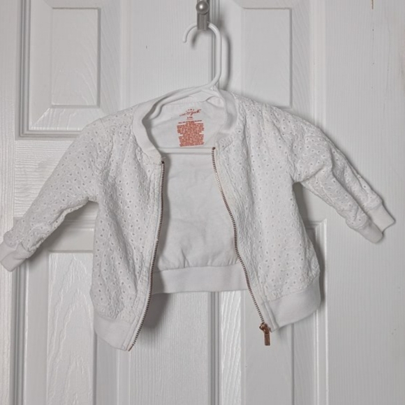 Cat & Jack Eyelet White Zip Jacket 6-9m - Picture 2 of 9
